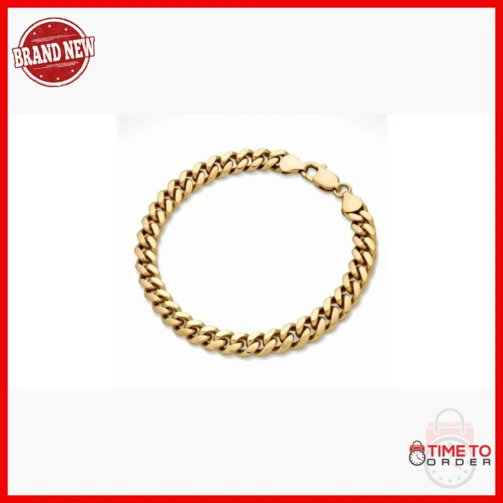 14K Solid Gold Miami Cuban Curb Bracelet 4.5mm-6.0mm Unisex Luxury
